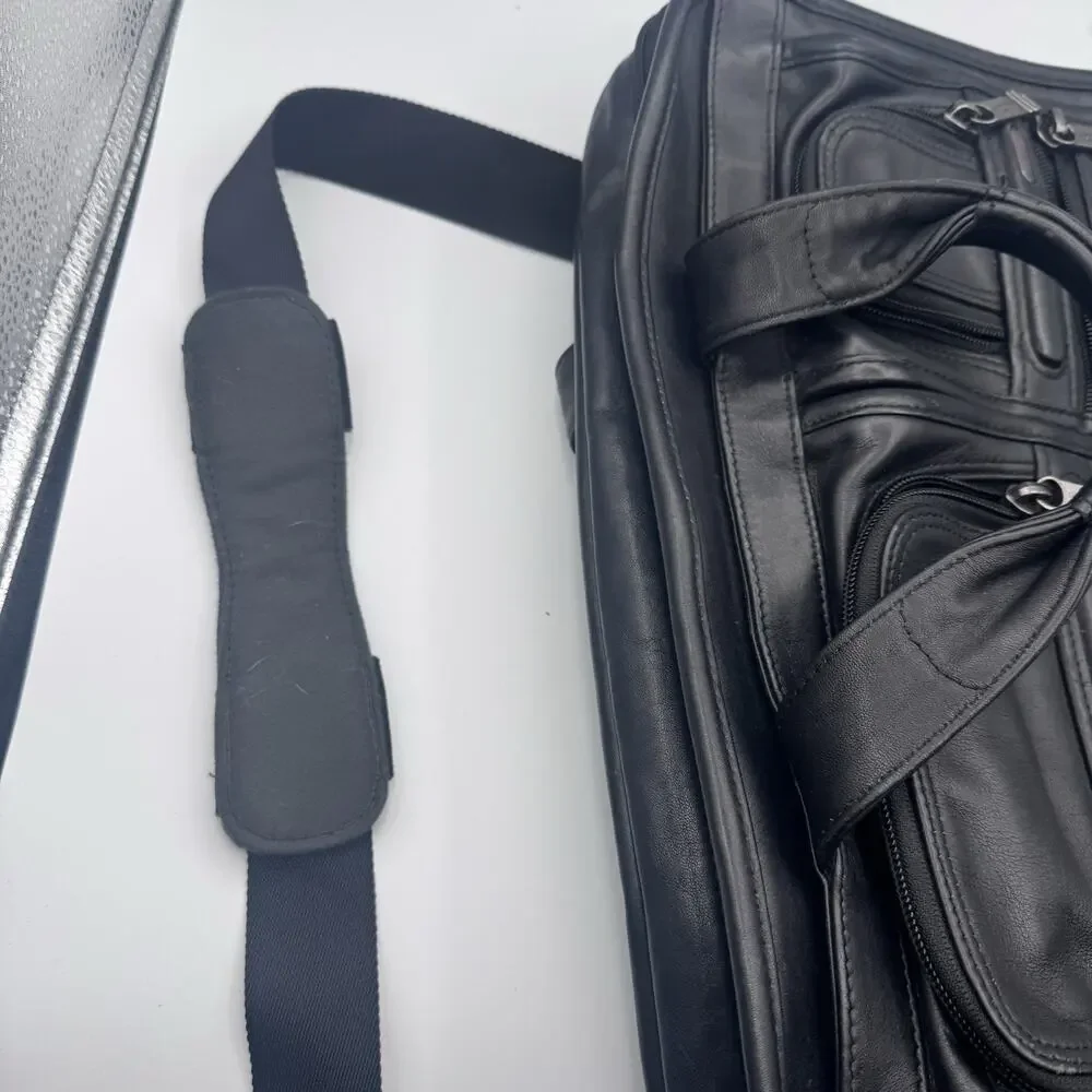 TUMI Expandable Organizer Laptop Brief - Black Leather